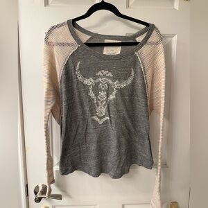 We The Free Gray and Cream Women's Top